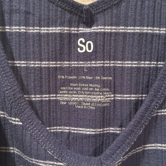 SO blue and white striped tank sz L - Picture 2 of 2